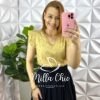 Saia Viscolinho Longa com Lastex na Cintura Adriana - Preto - Milla Chic