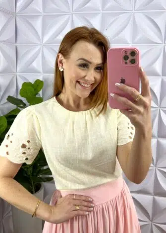 Saia Viscolinho Longa Pala Na Cintura Barbi - Rosa Ballet - Milla Chic