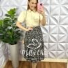 Saia Viscolinho Três Marias Estampada Marisa - Preta - Milla Chic