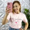 Milla Chic - millachic com br tshirt de malha de algodao com fraze silcada laila rosa 1 Tshirt De Malha de Algodão Com Frase Silcada Laila - Rosa - Milla Chic
