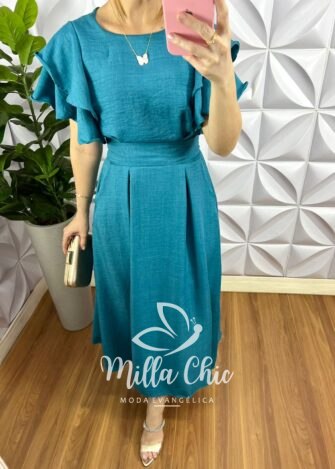 Milla Chic - millachic com br vestido cambraia de linho manga babadinho dupla midi catarina rosa 6 Vestido Cambraia de Linho Manga Babadinho Dupla Mídi Catarina - Rosa - Milla Chic