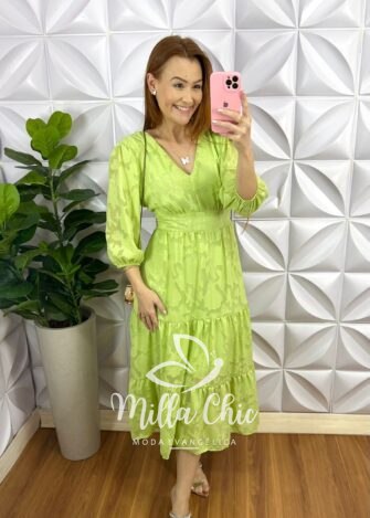 Milla Chic - millachic com br vestido chiffon com devore manga 34 midi tres marias moana menta Vestido Chiffon Com Devorê Manga 3/4 Mídi Três Marias Moana - Menta - Milla Chic