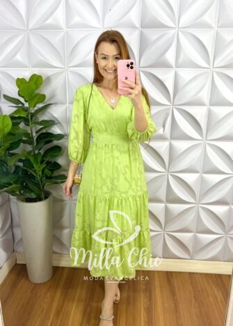 Milla Chic - millachic com br vestido chiffon com devore manga 34 midi tres marias moana menta 4 Vestido Chiffon Com Devorê Manga 3/4 Mídi Três Marias Moana - Menta - Milla Chic