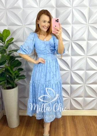 Milla Chic - millachic com br vestido chiffon devore midi tres marias estela azul 2 Vestido Chiffon Devore Mídi Três Marias Estela - Baby Blue - Milla Chic