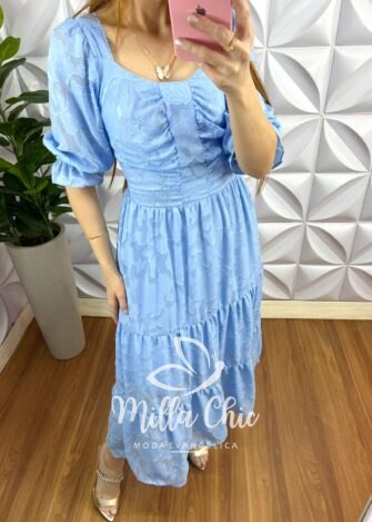 Milla Chic - millachic com br vestido chiffon devore midi tres marias estela azul 3 Vestido Chiffon Devore Mídi Três Marias Estela - Baby Blue - Milla Chic