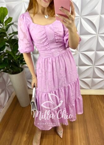 Milla Chic - millachic com br vestido chiffon devore midi tres marias estela rosa 4 Vestido Chiffon Devore Mídi Três Marias Estela - Rosa - Milla Chic