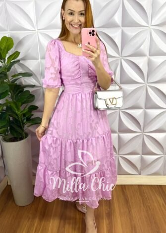 Milla Chic - millachic com br vestido chiffon devore midi tres marias estela rosa 5 Vestido Chiffon Devore Mídi Três Marias Estela - Rosa - Milla Chic