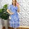 Vestido Chiffon Mídi Estampado Leticia - Azul - Milla Chic