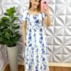 Milla Chic - millachic com br vestido crepe alfaiataria manga princesa com bojo estampado violeta azul Vestido Crepe Alfaiataria Manga Princesa Com Bojo Estampado Violeta - Azul - Milla Chic