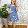 Vestido Denim Bordado Manga Princesa Rafa - Azul - Milla Chic