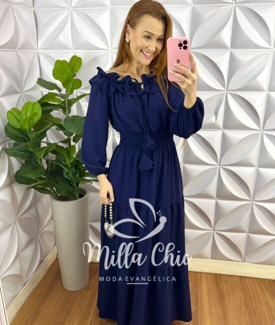 Vestido Dunna Longo Manga 7/8 Juliana - Terra Cota - Milla Chic