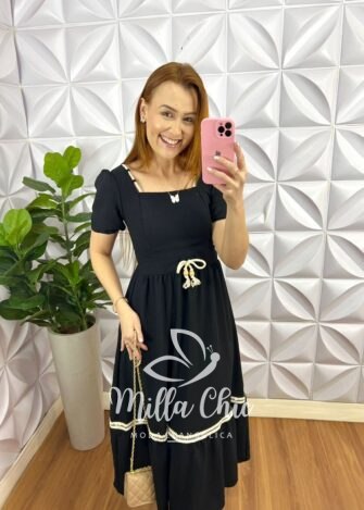 Milla Chic - millachic com br vestido dunna midi aviamento de cordao melissa rosa Vestido Dunna Mídi Aviamento De Cordão Melissa - Rosa - Milla Chic
