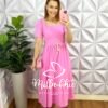 Vestido Dunna Mídi Aviamento De Cordão Melissa - Rosa Ballet - Milla Chic