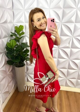 Milla Chic - millachic com br vestido estilo sobretudo alfaiataria botao encapado giovana vermelho 2 Vestido Estilo Sobretudo Alfaiataria Botão Encapado Giovana - Vermelho - Milla Chic
