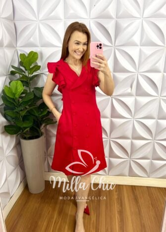 Milla Chic - millachic com br vestido estilo sobretudo alfaiataria botao encapado giovana vermelho 3 Vestido Estilo Sobretudo Alfaiataria Botão Encapado Giovana - Vermelho - Milla Chic