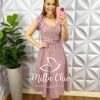 Vestido Linho Mídi Com Cinto Encapado Elisy - Roxo Com Areia - Milla Chic