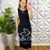 Milla Chic - millachic com br vestido moletinho com manga musclee midi com fenda renata preto Vestido Moletinho Com Manga Musclee Mídi Com Fenda Renata - Preto - Milla Chic
