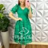 Vestido Richelieu Bordado Mídi Caimento Godê Ana Paula - Jade - Milla Chic