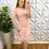 Vestido Tricot Modal Todo Trabalhado Barra Levemente Evase Mila - Rosa Ballet - Milla Chic