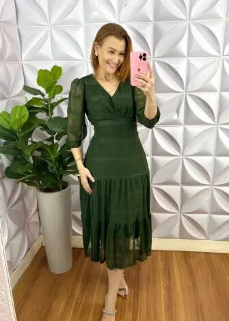 Vestido Tule Rendado Mídi Três Marias Rafaela - Preto - Milla Chic