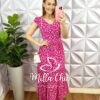 Vestido Viscolinho Longo Manga Babadinho Lastex Nas Costas Manu - Pink - Milla Chic