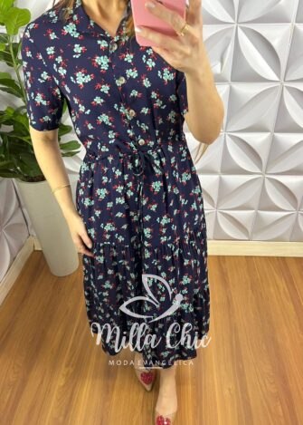 Milla Chic - millachic com br vestido viscolinho midi com regulagem e botoes caroline azul 1 Vestido Viscolinho Mídi Com Regulagem E Botões Caroline - Azul - Milla Chic