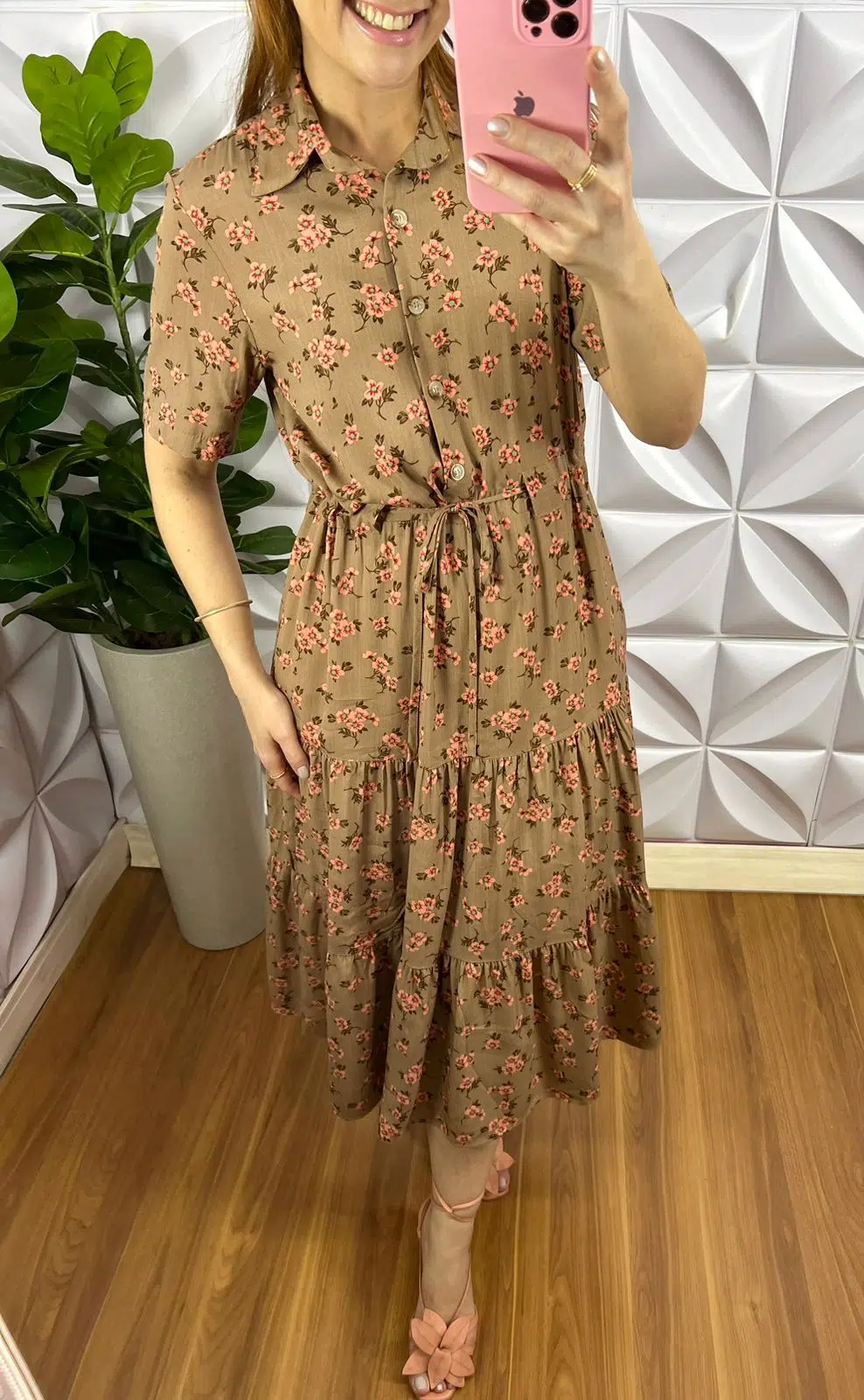 Vestido Viscolinho Mídi Com Regulagem E Botões Caroline - Azul - Milla Chic