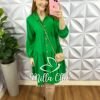 Vestido Viscolinho Oversized Manga Longa Geysa - Verde - Milla Chic
