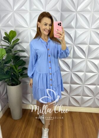 Milla Chic - millachic com br vestido viscolinho oversized manga longa geysa verde copia 1 Vestido Viscolinho Oversized Manga Longa Geysa - Azul - Milla Chic