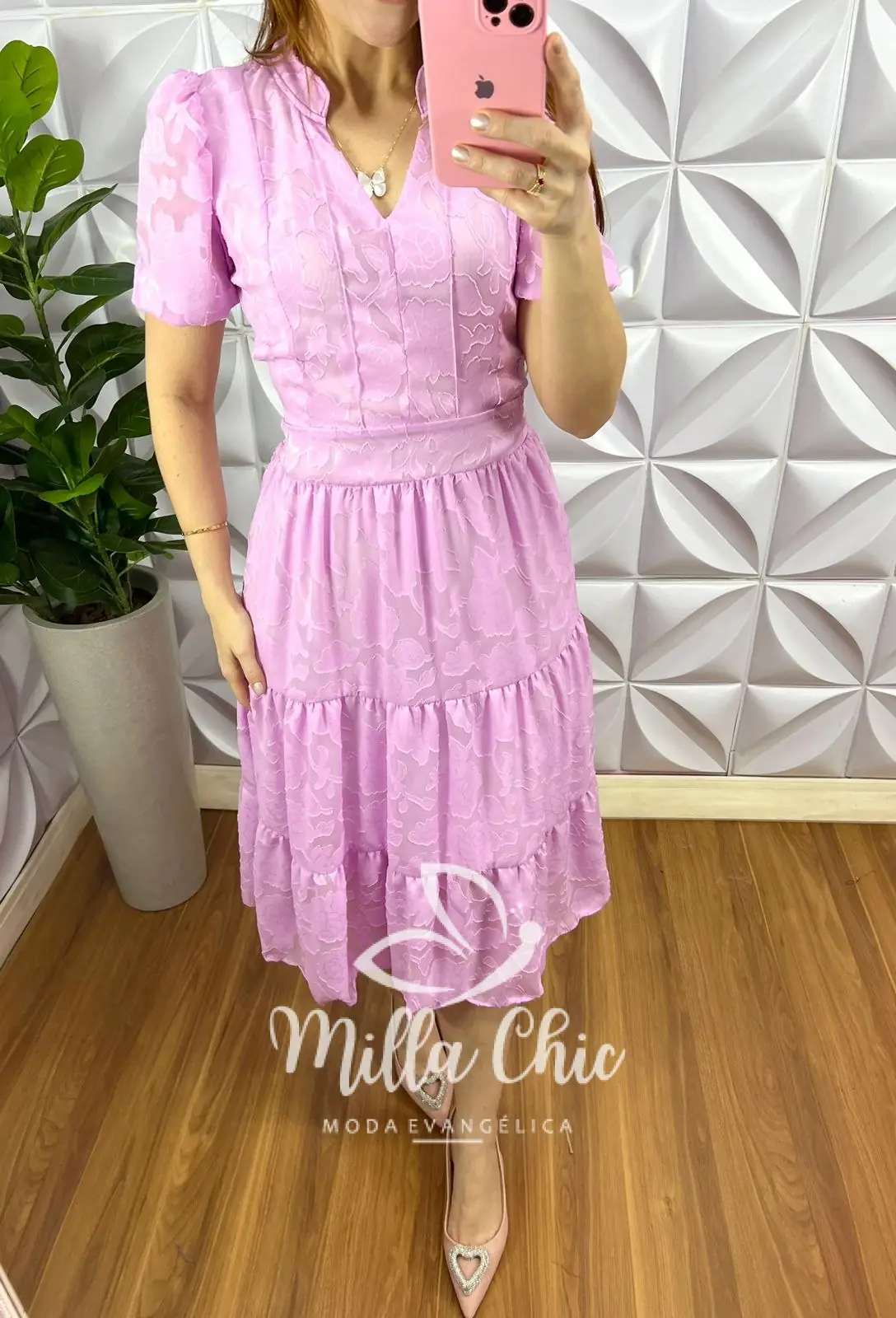 Vestido Chiffon Devore Mídi Estampado Leticia – Lavanda – Milla Chic Vestido Chiffon Devore Mídi Estampado Leticia - Lavanda - Milla Chic