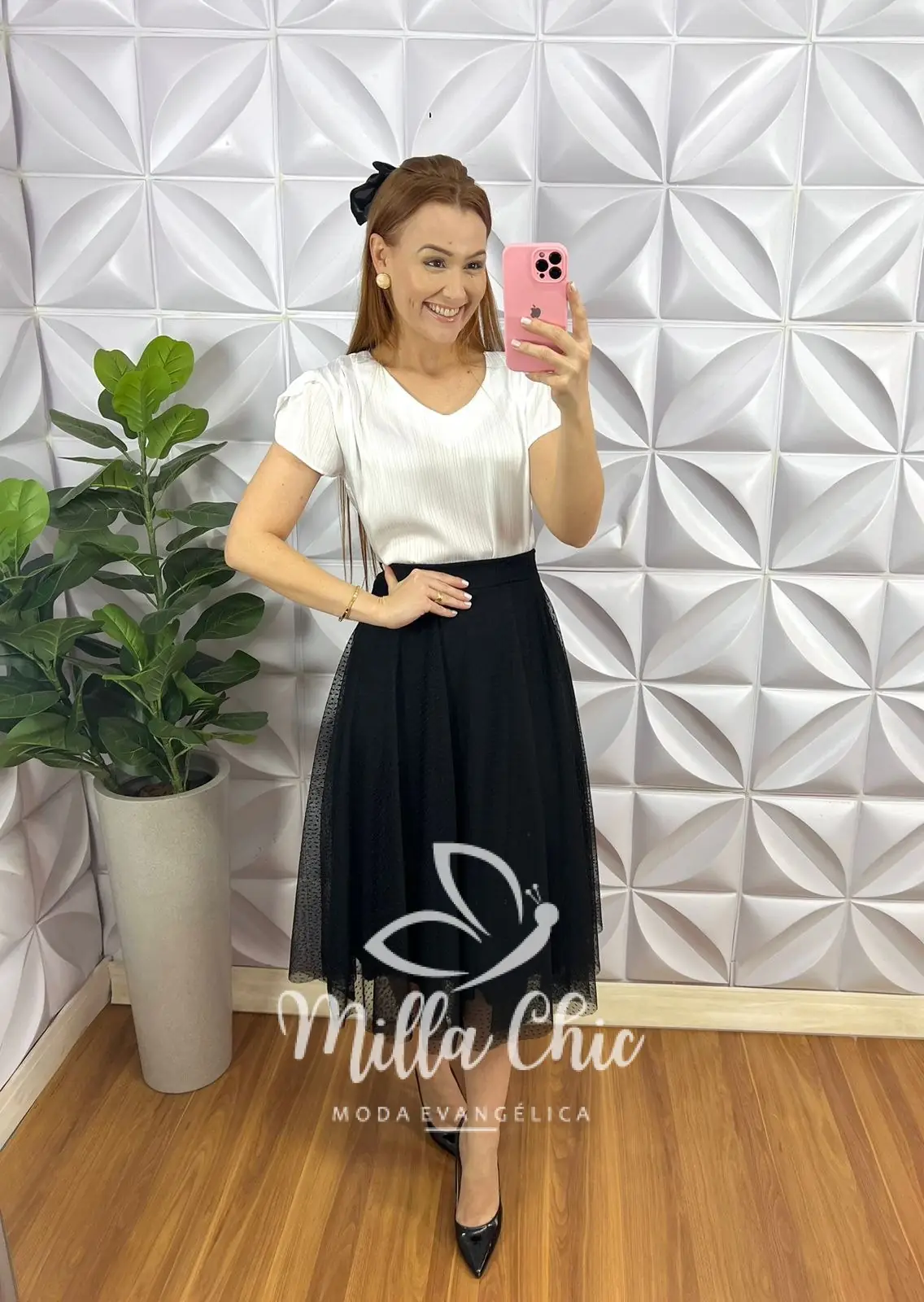 Saia Tule Bolinha Mídi Toda Forrada Sara – Rosa – Milla Chic Saia Tule Bolinha Mídi Toda Forrada Sara - Rosa - Milla Chic