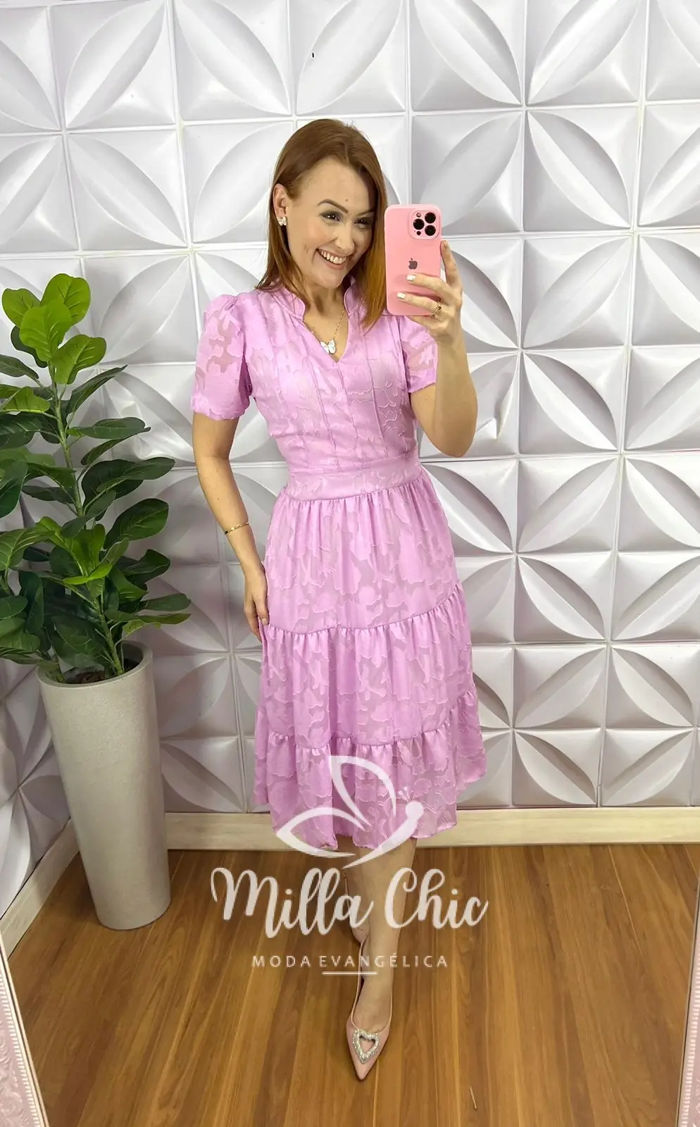 Vestido Chiffon Devore Mídi Estampado Leticia – Lavanda – Milla Chic Vestido Chiffon Devore Mídi Estampado Leticia - Lavanda - Milla Chic