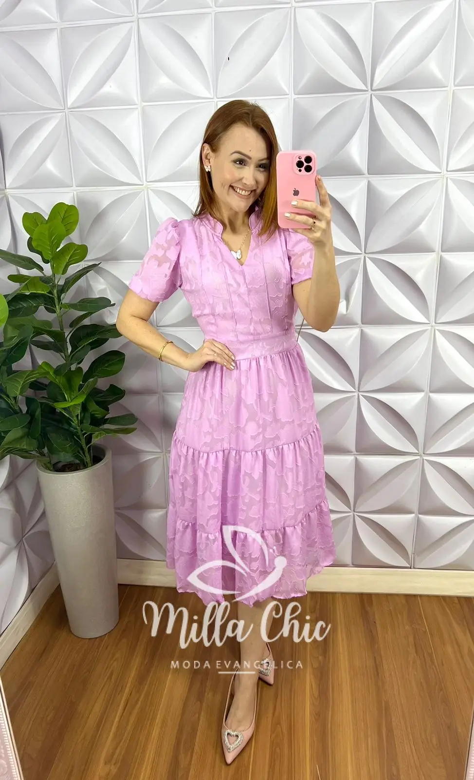 Vestido Chiffon Devore Mídi Estampado Leticia – Lavanda – Milla Chic Vestido Chiffon Devore Mídi Estampado Leticia - Lavanda - Milla Chic