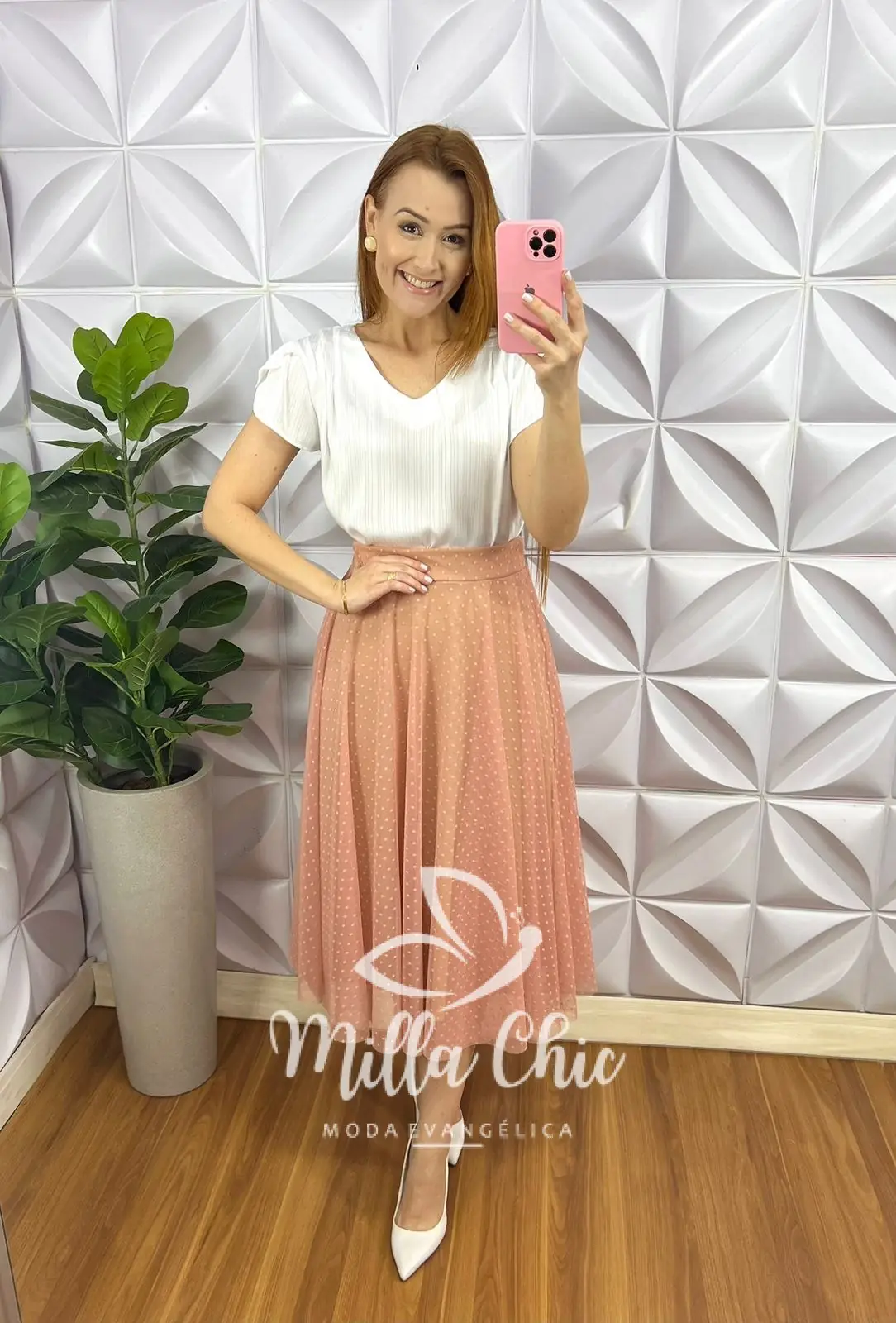Saia Tule Bolinha Mídi Toda Forrada Sara – Rosa – Milla Chic Saia Tule Bolinha Mídi Toda Forrada Sara - Rosa - Milla Chic