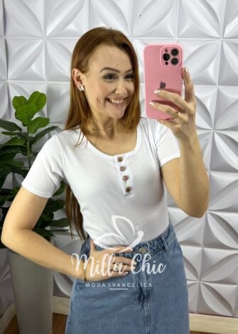 Blusa Canelada Ribana Candy Color Mila - Branca - Milla Chic