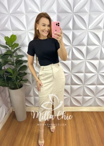 Blusa Canelada Ribana Candy Color Mila - Preta - Milla Chic