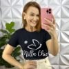 Blusa Com Aplicação de Flor No Viscolycra Florença - Preta - Milla Chic