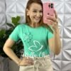 Milla Chic - millachic com br blusa com aplicacao de flor no viscolycra florenca verde agua Blusa Com Aplicação de Flor No Viscolycra Florença - Verde Agua - Milla Chic