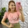 Blusa Crepe Alfaiataria Manga Princesa Miriam - Rosa - Milla Chic