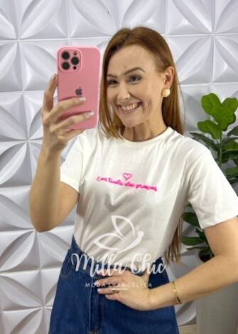 Blusa Malha De Algodão Manga De Guipper Bordado De Perola Paula - Preta - Milla Chic