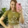 Blusa Tricot Com Bordado Floral Viviane - Verde - Milla Chic