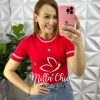 Blusa Tricot Com Bordado Floral Viviane - Vermelha - Milla Chic