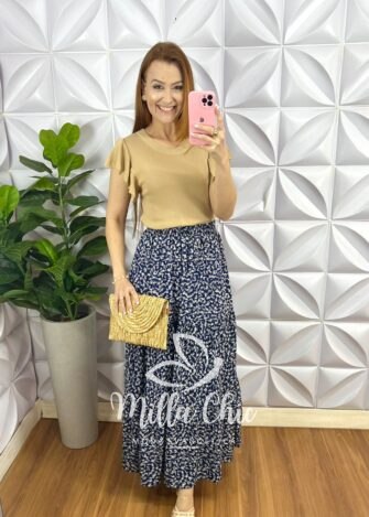 Blusa Tricot Modal Com Manga Babadinho Sacha - Areia - Milla Chic