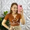 Blusa Tricot Modal Com Botões No Busto Janaina - Terra Cota - Milla Chic
