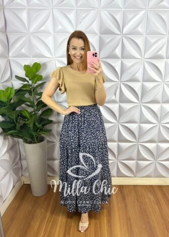 Blusa Tricot Modal Com Manga Babadinho Sacha - Areia - Milla Chic