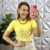 Blusa Viscolycra Com Colar Dourado Ana Beatriz - Amarelo - Milla Chic