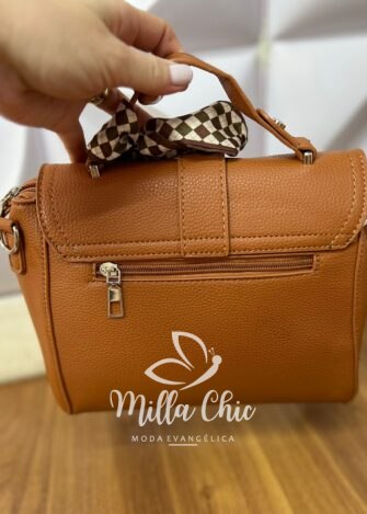 Bolsa Media Com Lencinho E Alça Alane - Marrom - Milla Chic