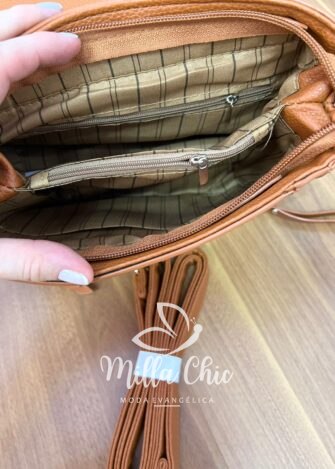 Bolsa Media Com Lencinho E Alça Alane - Marrom - Milla Chic