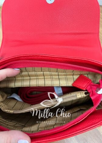 Bolsa Media Com Lencinho E Alça Alane - Vermelha - Milla Chic