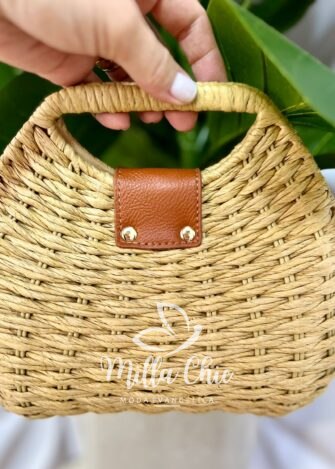 Bolsa Media De Palha Verão Solange - Areia - Milla Chic